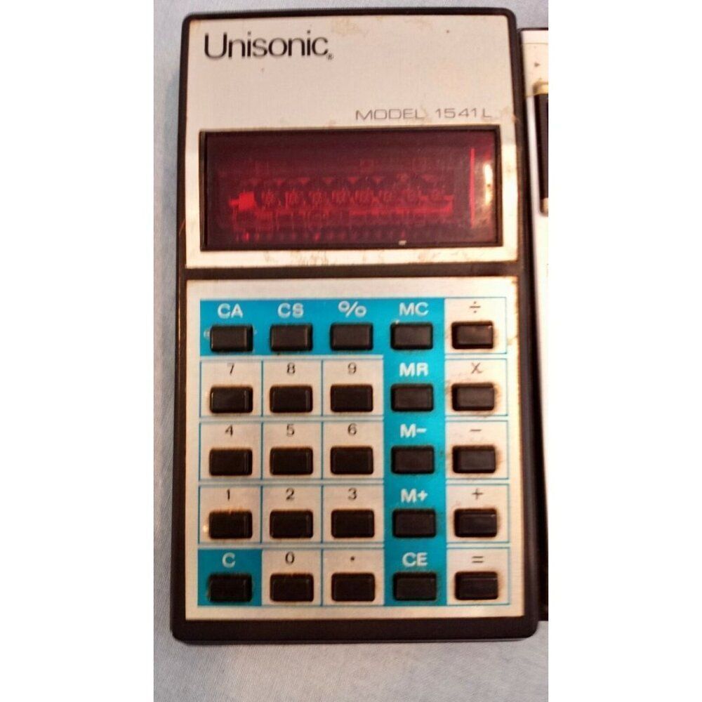 Vintage Unisonic Calculator Model 1541L Silver Black Tested Working